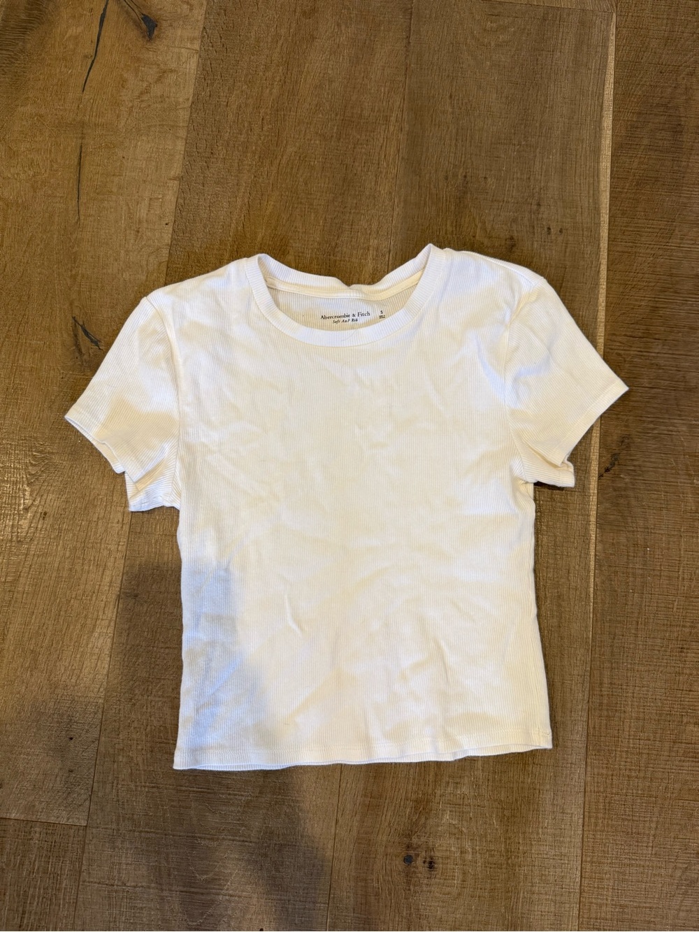 Abercrombie & Fitch White Ribbed Short Sleeve Tee